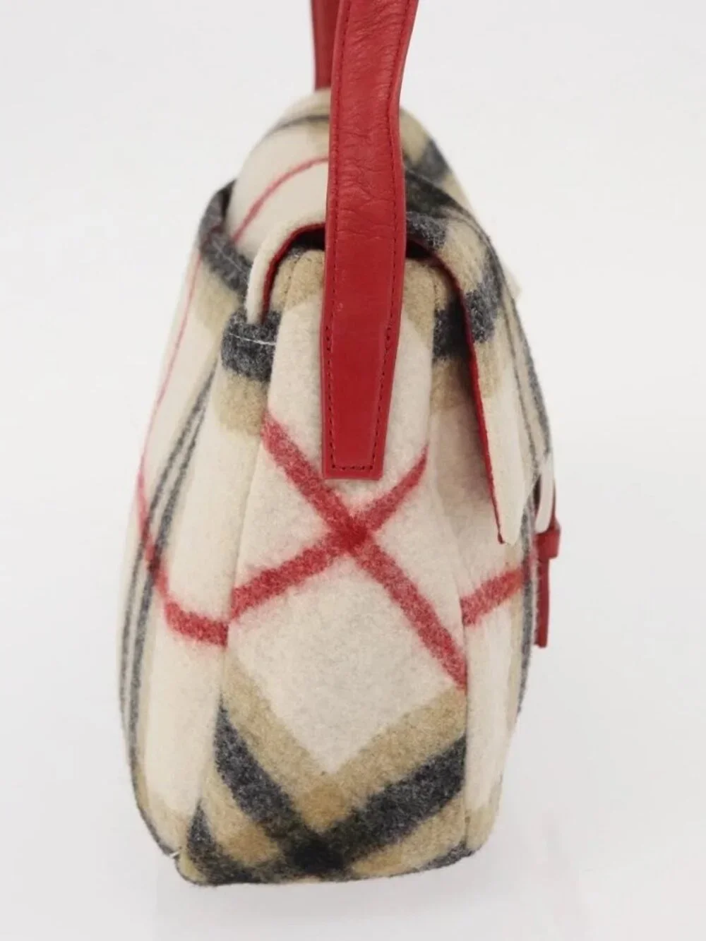 Burberrys Nova Check Shoulder Bag Wool Beige Silver Auth 161279V - Picture 6 of 16